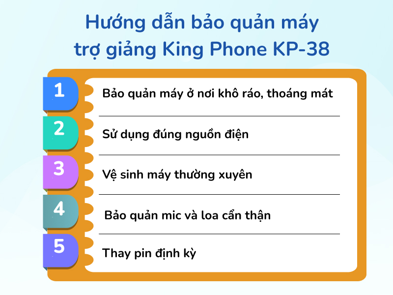 Hướng dẫn bảo quản máy trợ giảng King Phone KP-38