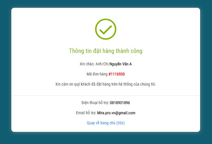 đặt hàng online tại Mira