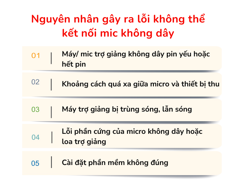 nguyên nhân gây ra lỗi không thể kết nối micro không dây
