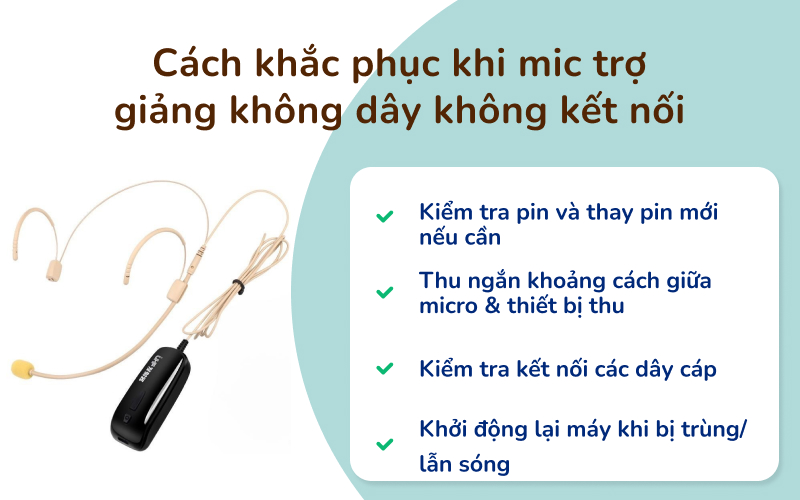 cách khắc phục mic trợ giảng không dây không kết nối