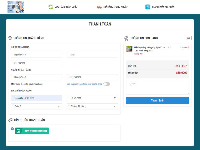 mua hàng online trên website mira